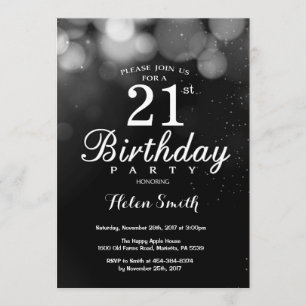 Silver Glitter 21st Birthday Invitation Card