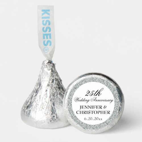 Silver Glitter 25th Wedding Anniversary Hersheys Kisses