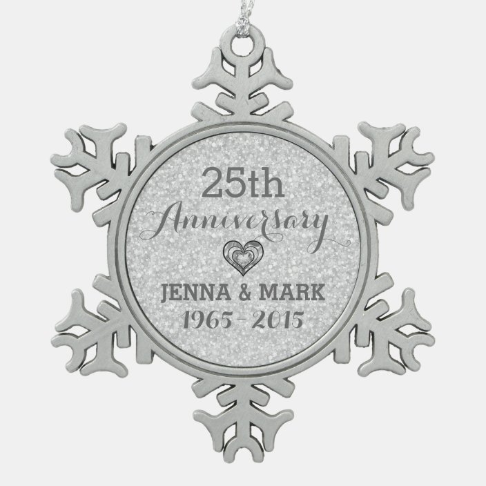 Silver Glitter 25th Wedding Anniversary Ornament | Zazzle.com