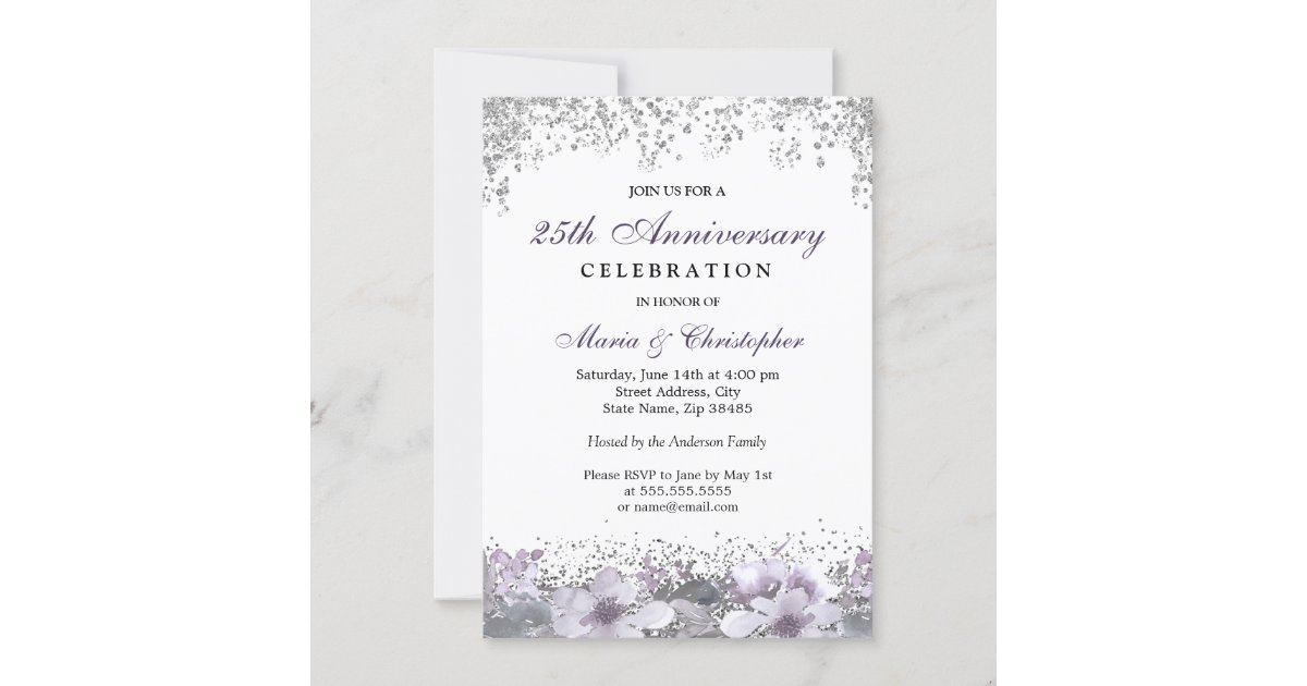 Silver Glitter 50th Wedding Anniversary Invite | Zazzle