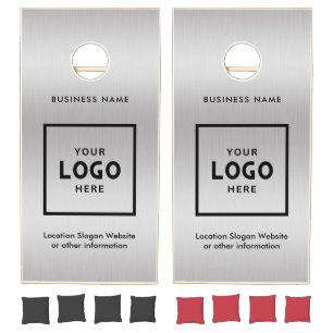 Silver glitter Abstract Business Logo Branded Cornhole Set