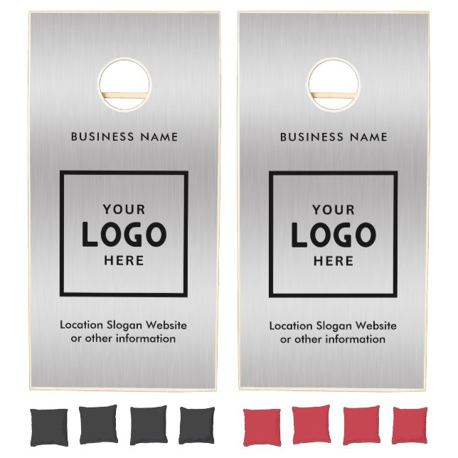 Silver glitter Abstract Business Logo Branded Cornhole Set (Set)