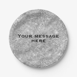 Silver Glitter Add Your Own Text Paper Plates