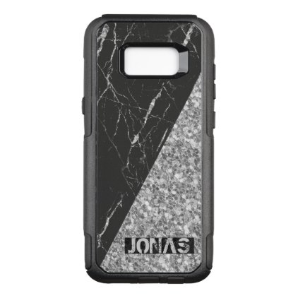 Silver Glitter And Black Marble Stone OtterBox Commuter Samsung Galaxy S8+ Case