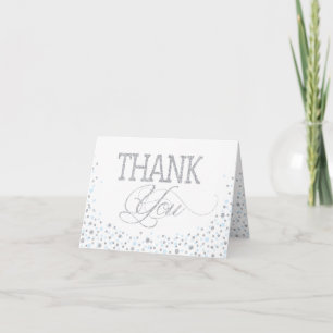 Silver Glitter and Blue Sprinkles Thank You Card