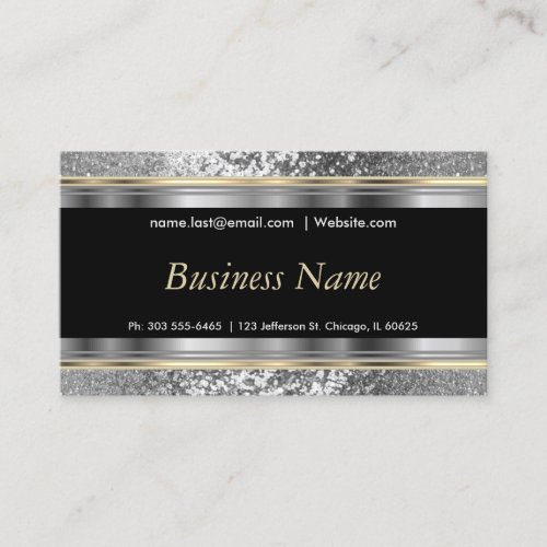 Silver Glitter and Elegant Gold and Silver Business Card