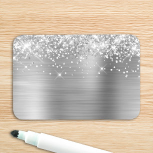 Silver Glitter and Foil Blank Name Tag