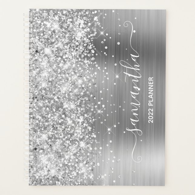 Silver Glitter and Foil Girly Signature Planner (Front)