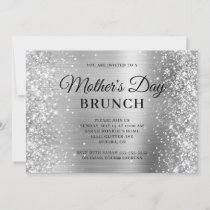 Silver Glitter and Foil Mother's Day Brunch Invitation