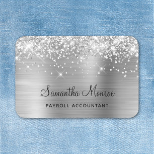 Silver Glitter and Foil Name Tag