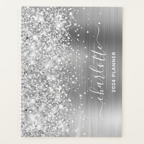 Silver Glitter and Foil Swash Signature Planner
