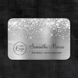 Silver Glitter and Foil with Logo Name Tag
