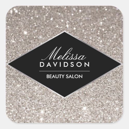 Silver Glitter and Glamour Beauty Square Sticker