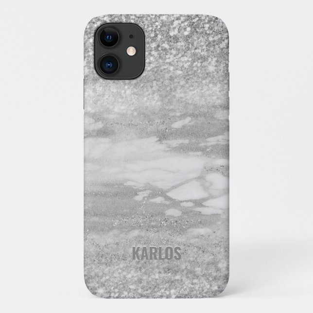 Silver glitter and gray marble blend Case-Mate iPhone case (Back)