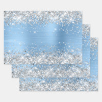 Blue Sparkle Wrapping Paper Sheets