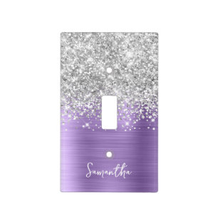 Silver Glitter and Light Purple Glam Switch Cover