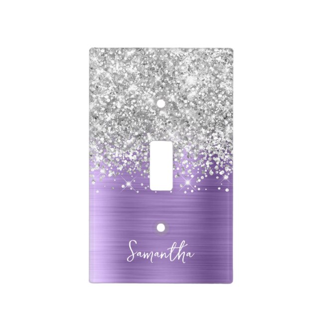 Silver Glitter and Light Purple Glam Switch Cover (Front)