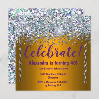 Silver Glitter and Metallic Gold 40th Birthday