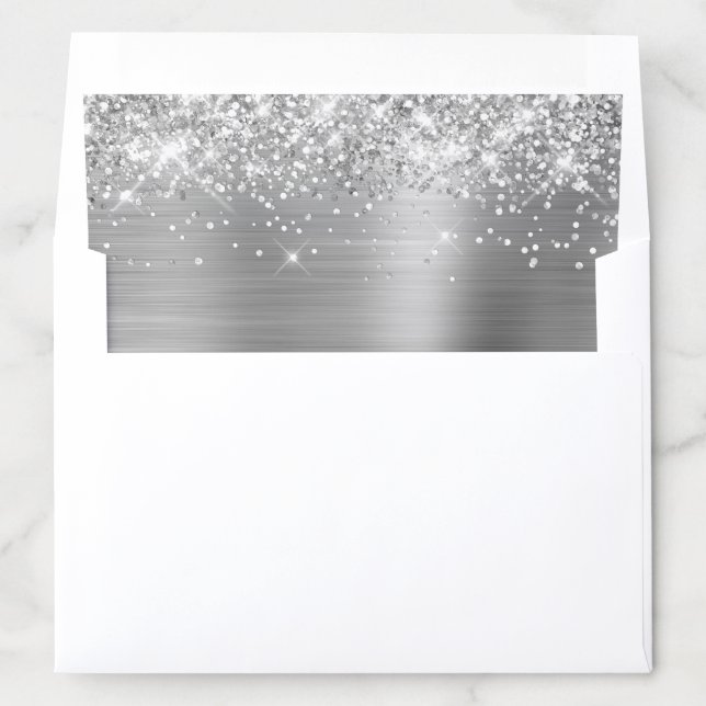 Silver Glitter and Ombre Foil Envelope Liner (In Envelope)