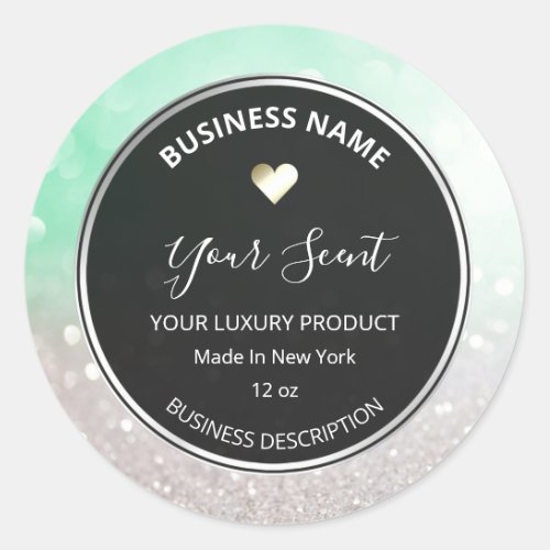 Silver Glitter And Pastel Mint Soy Candle Labels