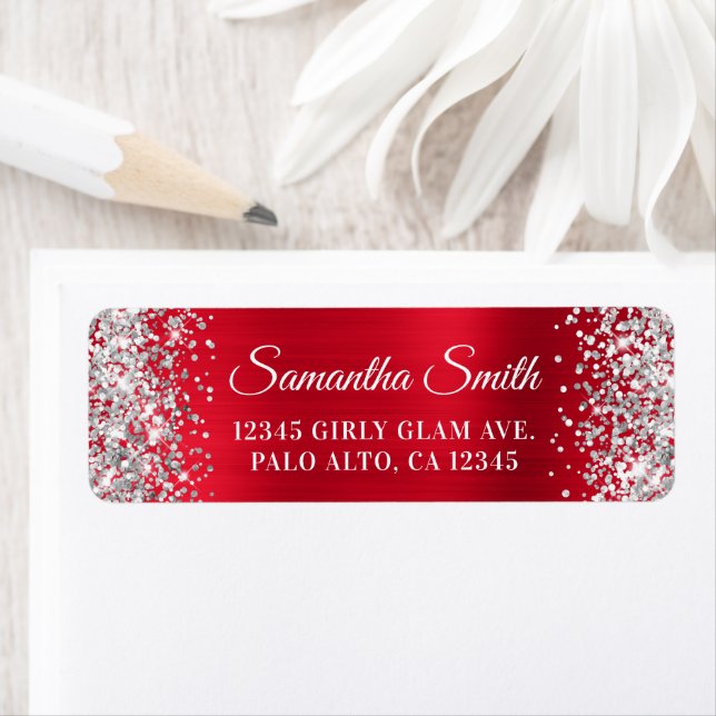 Silver Glitter and Red Foil Glam Label (Insitu)
