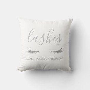 Silver Glitter and Sparkle Eyelash Extension Throw Pillow