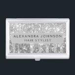 Silver Glitter and Sparkle Monogram Business Card Case<br><div class="desc">Silver Faux Dripping Glitter and Sparkle Elegant Girly Business Card Holder. This Business Card Holder can be customized to include your first and last name.</div>