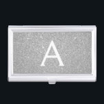 Silver Glitter and Sparkle Monogram Business Card Case<br><div class="desc">Silver Faux Glitter and Sparkle Elegant Monogram Business Card Holder. This Business Card Holder can be customized to include your initial and first name.</div>