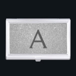 Silver Glitter and Sparkle Monogram Business Card Case<br><div class="desc">Silver Faux Glitter and Sparkle Elegant Monogram Business Card Holder. This Business Card Holder can be customized to include your initial and first name.</div>