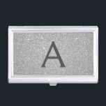 Silver Glitter and Sparkle Monogram Business Card Case<br><div class="desc">Silver Faux Glitter and Sparkle Elegant Monogram Business Card Holder. This Business Card Holder can be customized to include your initial and first name.</div>