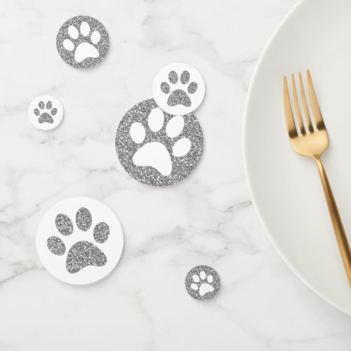 Silver Glitter Animal Paw Prints Table Sprinkle Confetti