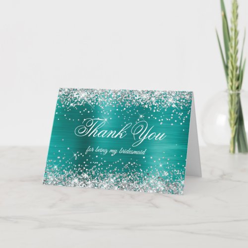 Silver Glitter Aqua Teal Foil Bridesmaid