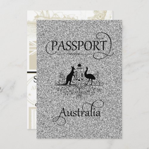 Silver Glitter Australia Passport Save the Date