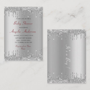 Silver Glitter Baby Shower Invitation Template