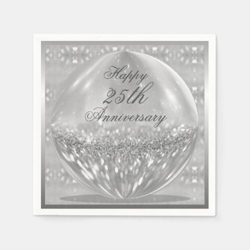 Silver Glitter Ball Napkins