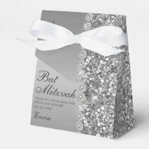 Silver Glitter Bat Mitzvah Favor Boxes