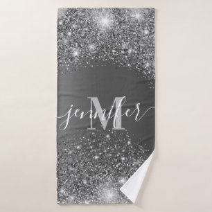 Silver Glitter Bath Towel
