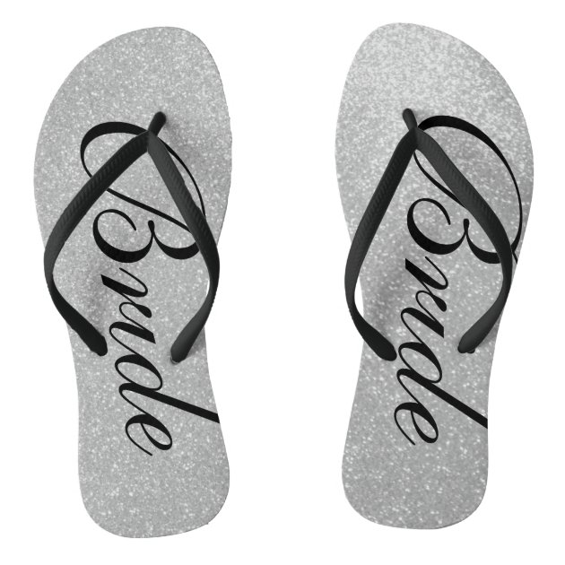 Silver wedding cheap flip flops