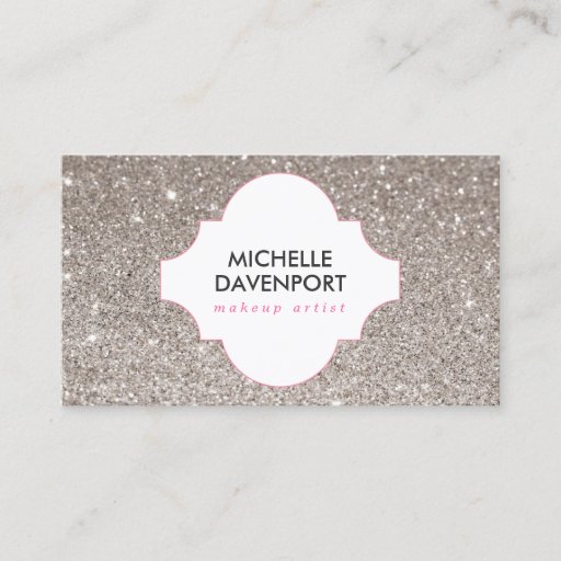 Customizable SILVER GLITTER BEAUTY, MAKEUP ARTIST, SALON BUSINESS CARD TEMPLATE