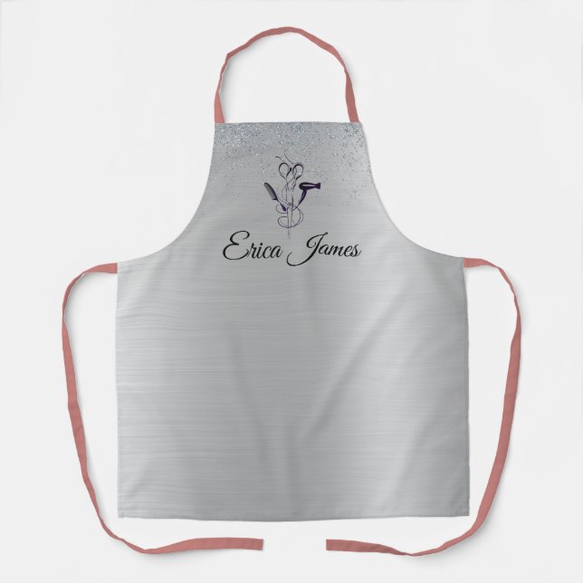 Silver Glitter Beauty Salon Apron (Front)