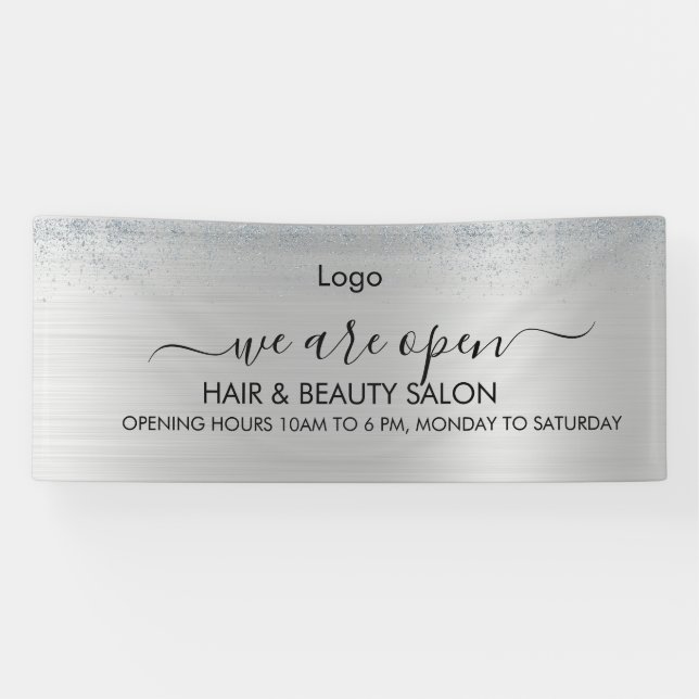 Silver Glitter Beauty Salon Banner (Horizontal)