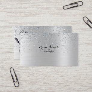 Silver Glitter Beauty Salon Business Card
