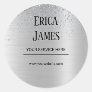 Silver Glitter Beauty Salon Classic Round Sticker
