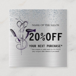 Silver Glitter Beauty Salon Discount Card
