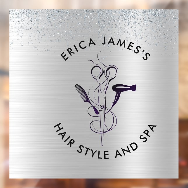 Silver Glitter Beauty Salon Window Cling (Sheet 2)