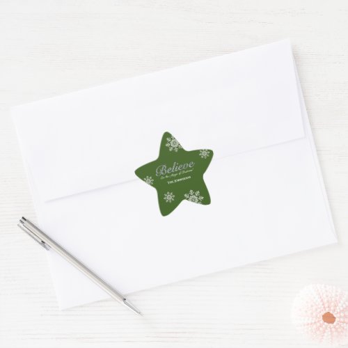 Silver Glitter Believe in the Magic of Christmas Star Sticker