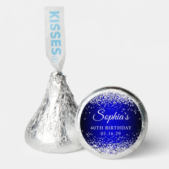 Silver Glitter Black Blue Ombre 40th Birthday Hershey®'s Kisses® (Front)