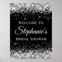 Silver Glitter Black Bridal Shower Welcome