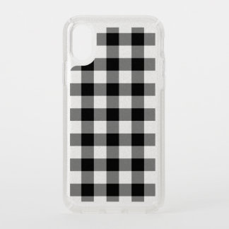 Silver Glitter Black Buffalo Check Pattern Speck iPhone XS Case