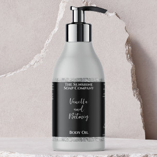 Silver Glitter & Black Cosmetics Bottle Label